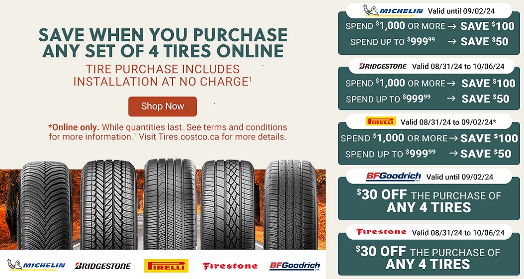 SAVE WHEN YOU PURCHASE ANY SET OF 4 TIRES ONLINE.