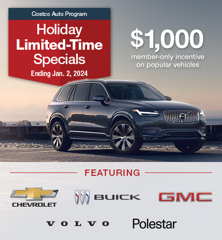 Costco Auto Costco Auto Program. Holiday Limited-Time Specials. Ending Jan. 2, 2024.Program. Audi Limited-Time Special. Ends Sept. 30, 2023.